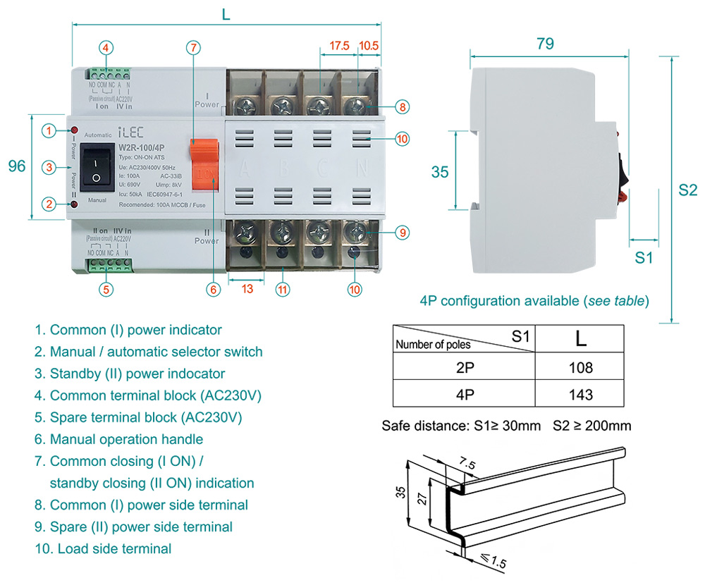 ATS iLEC W2R-100: Description & Dimensions